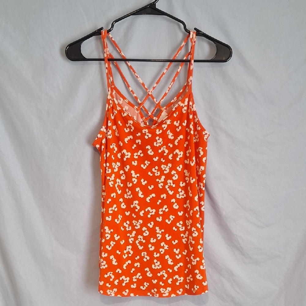 Kaileigh Orange Floral Strappy Women's Top Size Small